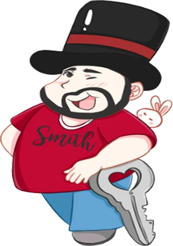 247 Locksmith mascot holding a key